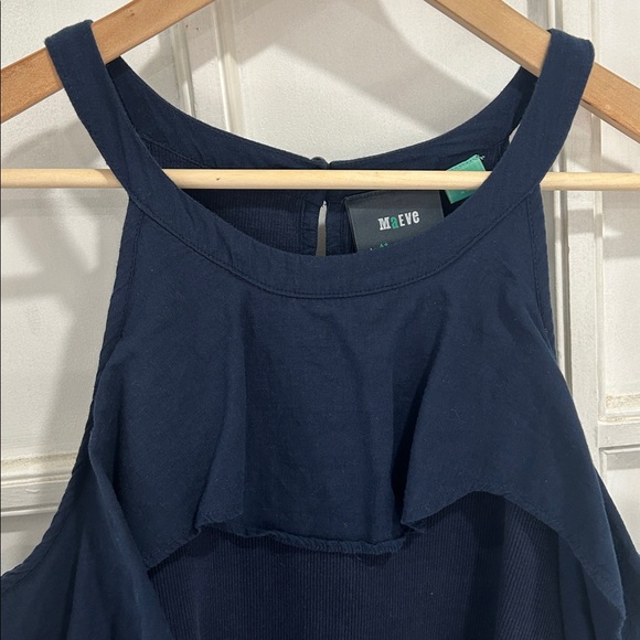 Maeve by Anthropologie Ruffled Rib Halter Tank Top in Navy - 1X - Picture 7 of 11